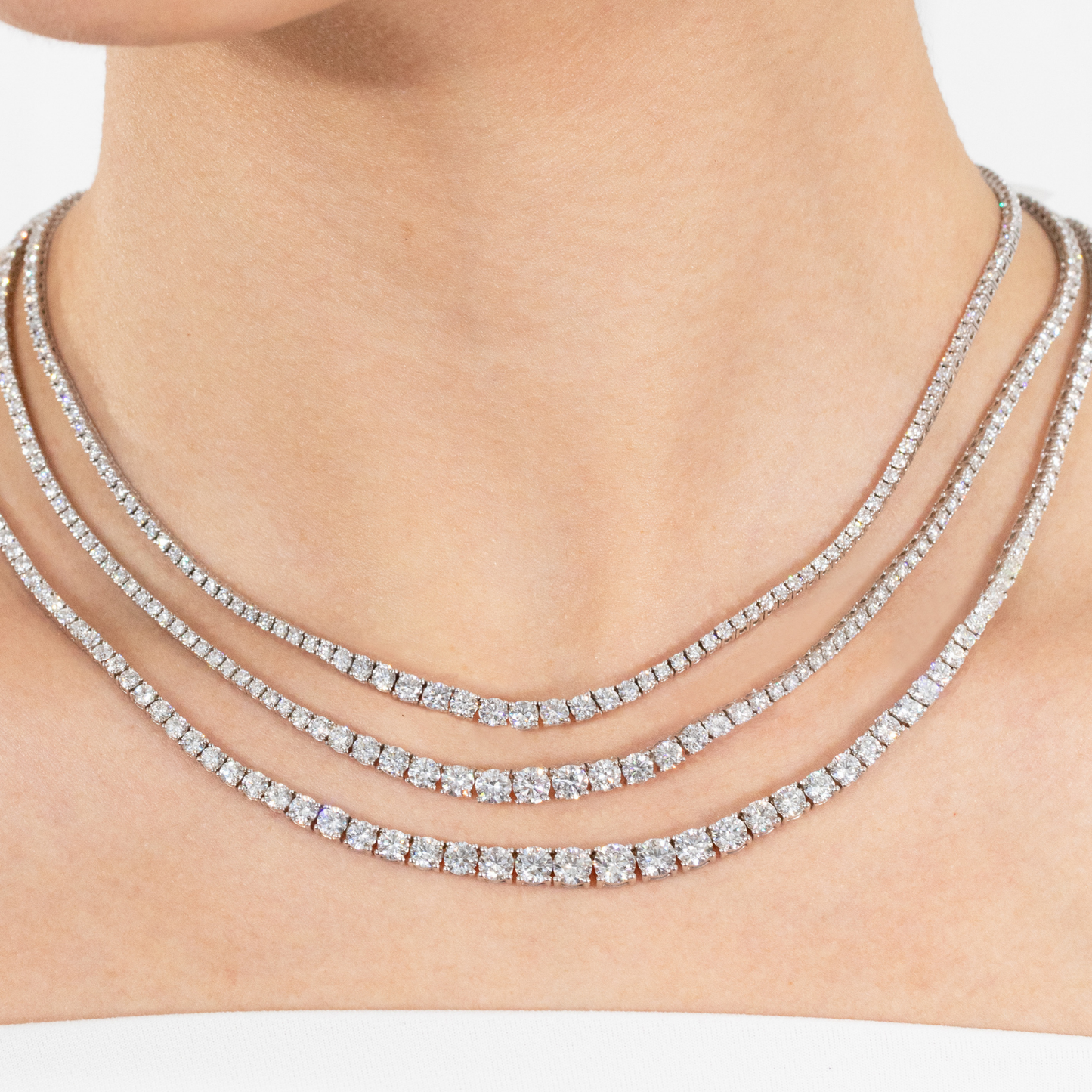 8ct Graduating Lab Grown Round Diamond Tennis Necklace