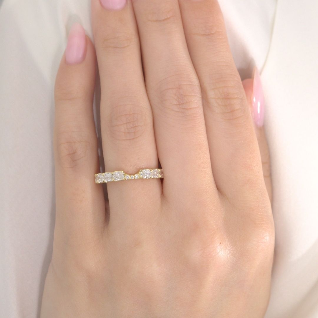 Radiant Diamond Chloe East West Wedding Band Yellow Gold