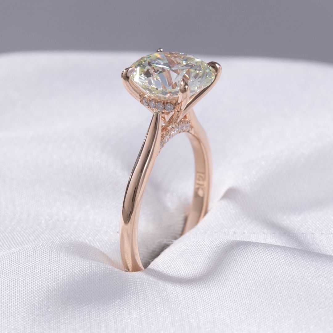 Round Diamond Hidden Halo Solitaire Rose Gold Engagement Ring