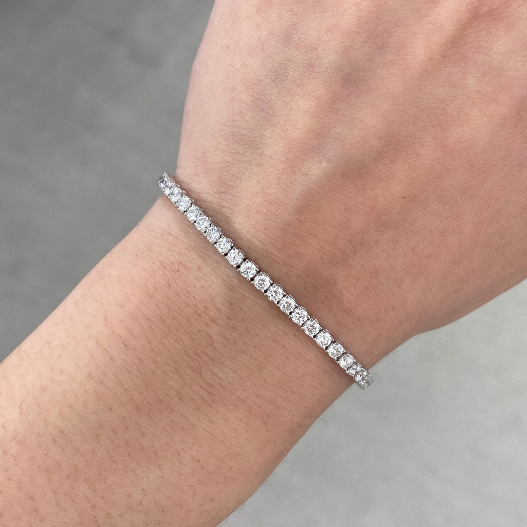 4.50ct Lab Grown Round Diamond Double Lock Tennis Bracelet in White Gold