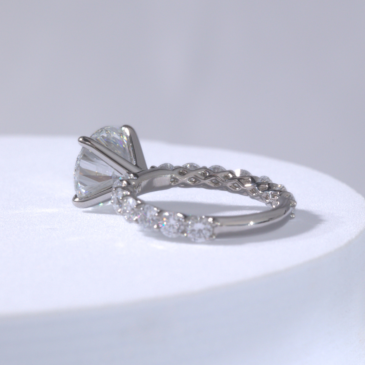 Round Diamond 4 Prong Eloise Trellis Platinum Engagement Ring