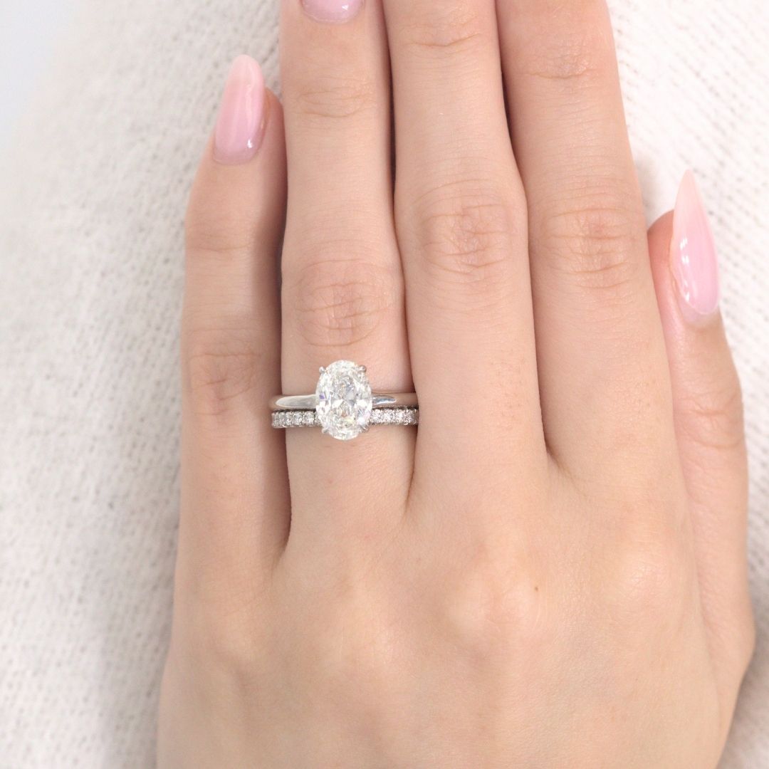 Oval Diamond Tulip Split Cathedral Solitaire Platinum Engagement Ring