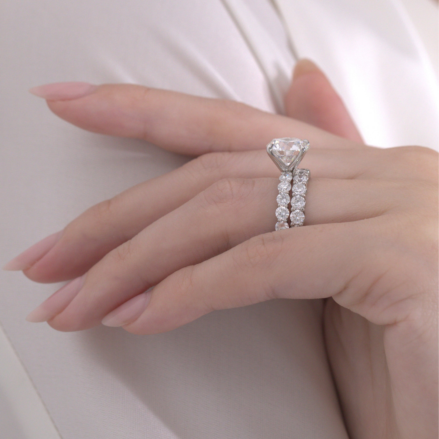 Round Diamond 4 Prong Eloise Trellis Platinum Engagement Ring