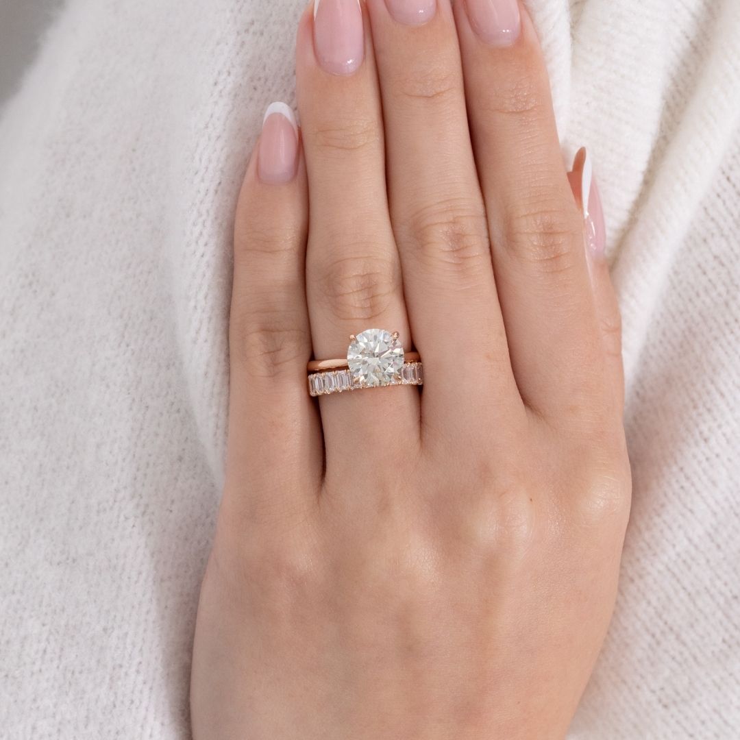 Round Diamond Hidden Halo Solitaire Rose Gold Engagement Ring