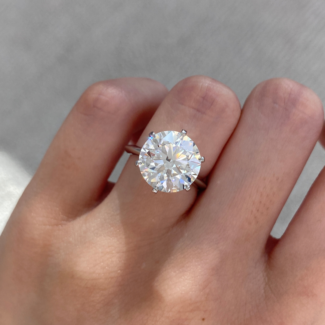 Round Diamond 6 Prong Knife Edge Solitaire Platinum Engagement Ring, view 5