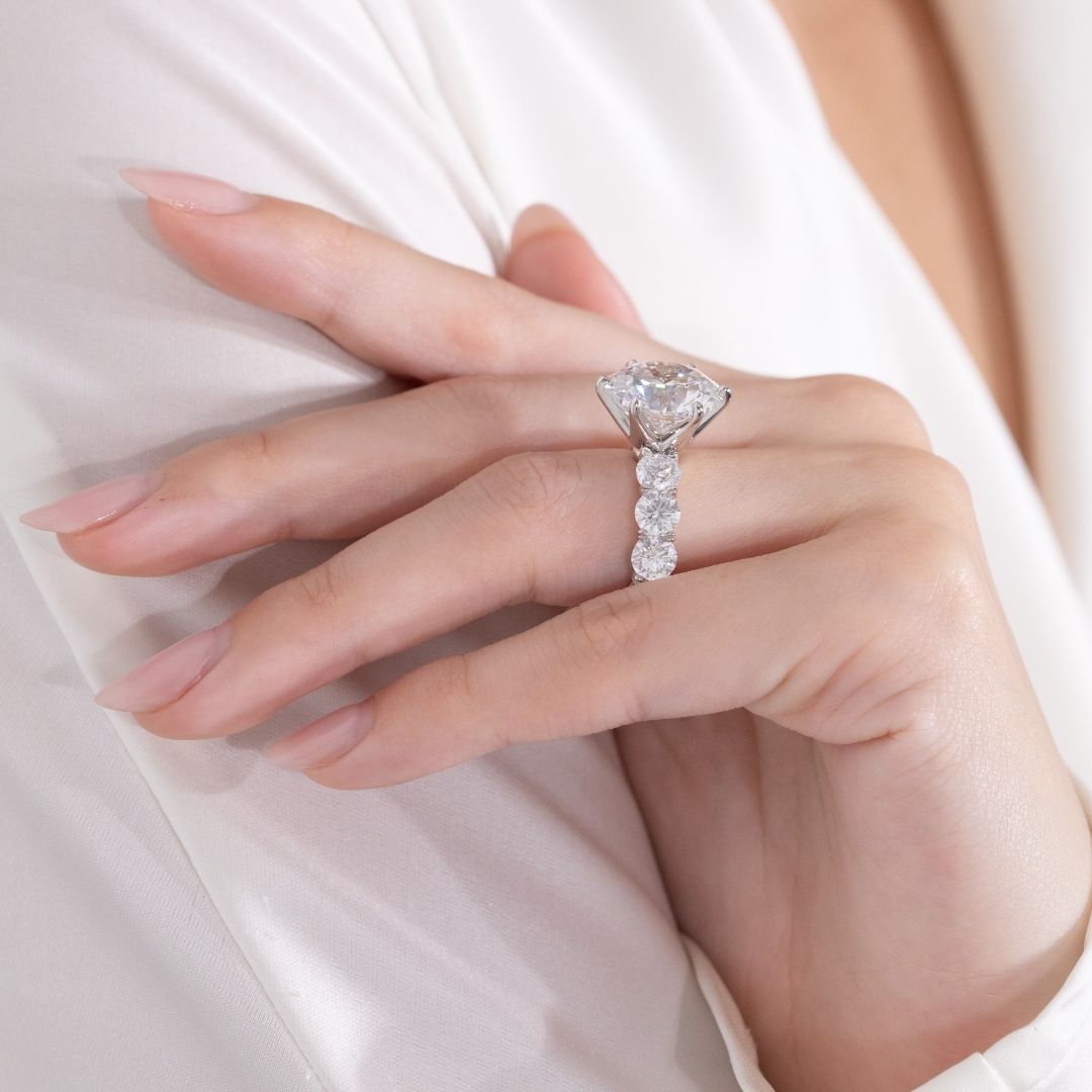 Round Diamond Victoria Shared Prong Platinum Engagement Ring