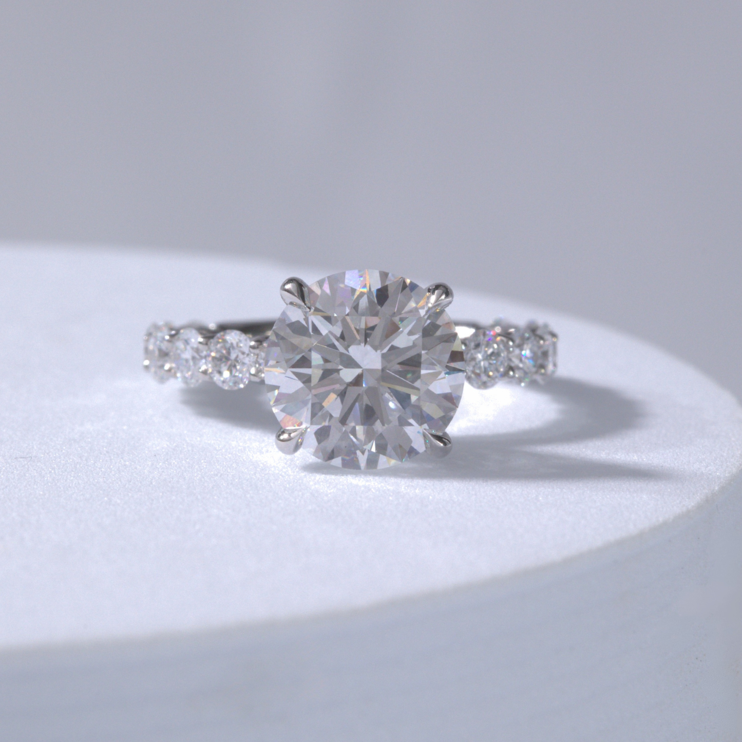 Round Diamond 4 Prong Eloise Trellis Platinum Engagement Ring