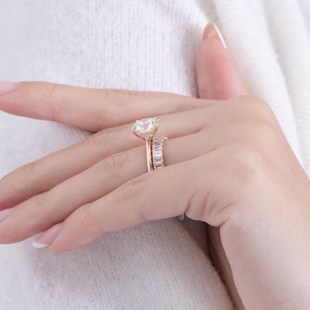 Round Diamond Hidden Halo Solitaire Rose Gold Engagement Ring