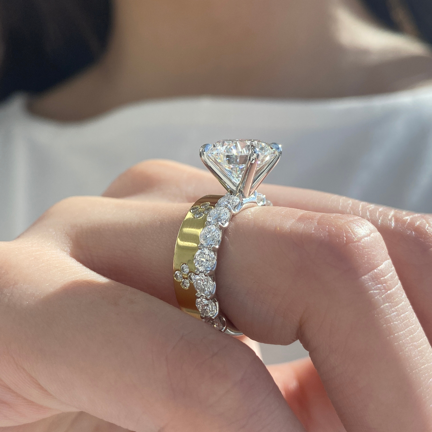 Round Diamond 4 Prong Eloise Trellis Platinum Engagement Ring