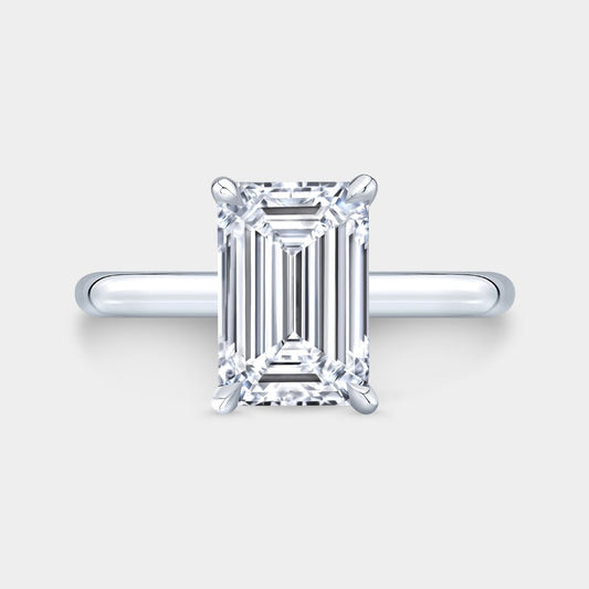 Emerald Diamond Solitaire Platinum Engagement Ring