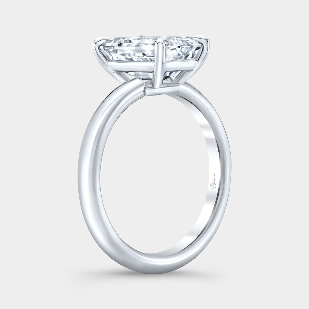 Emerald Diamond Solitaire Platinum Engagement Ring