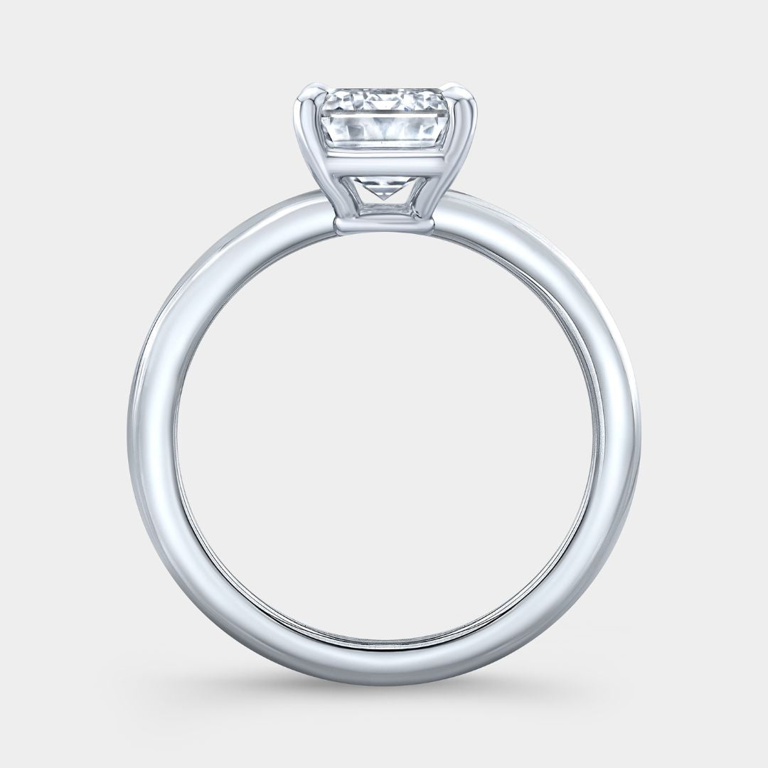 Emerald Diamond Solitaire Platinum Engagement Ring