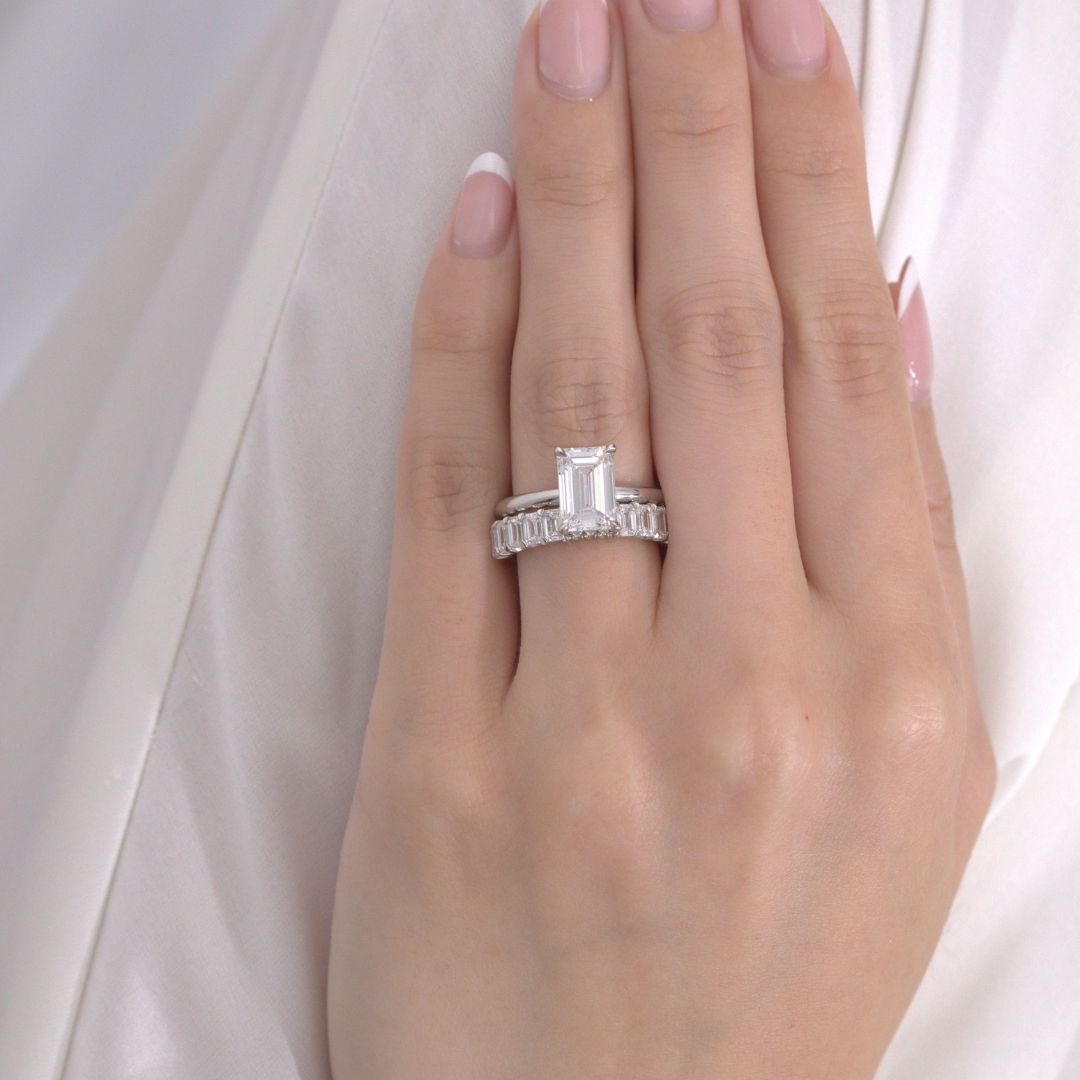 Emerald Diamond Solitaire Platinum Engagement Ring