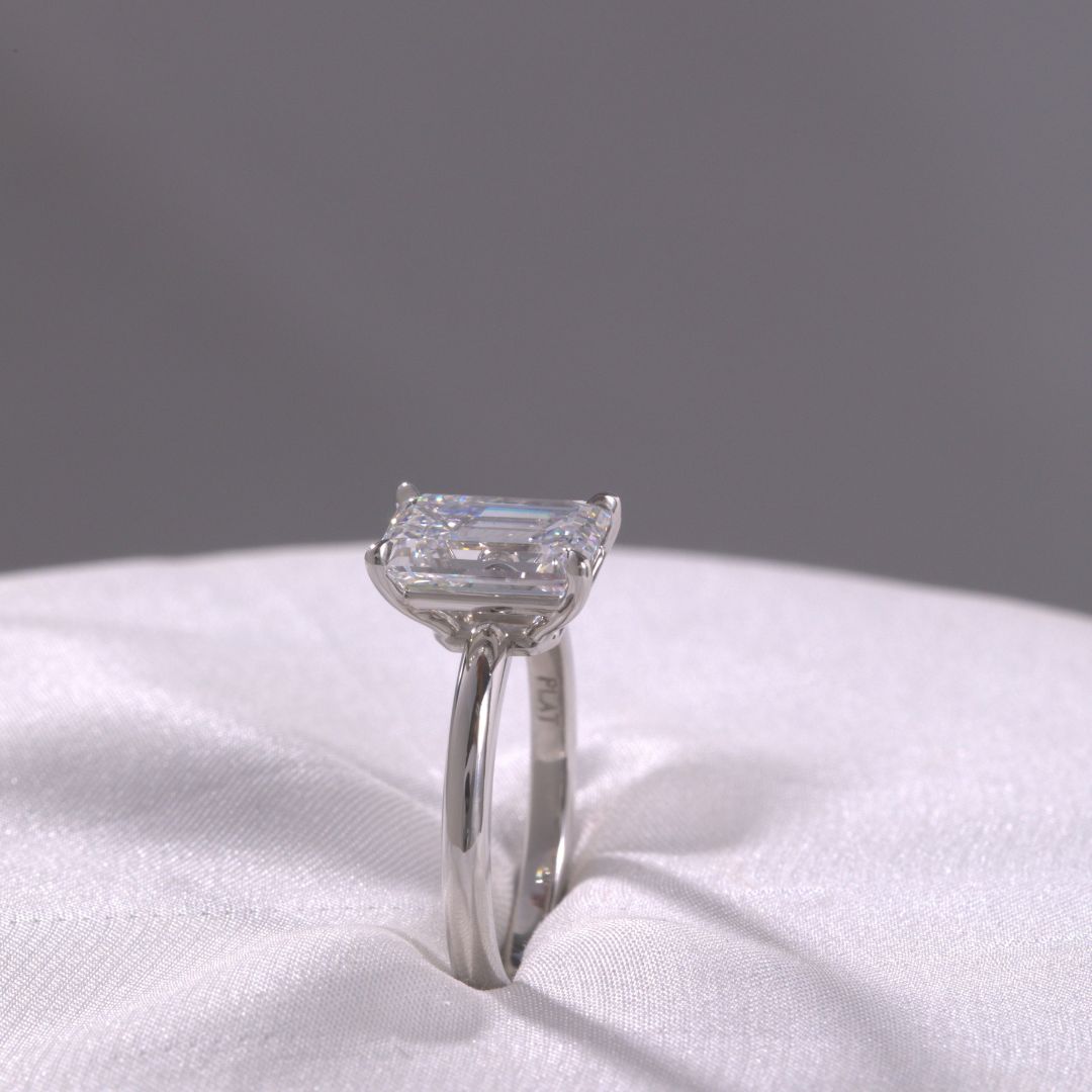 Emerald Diamond Solitaire Platinum Engagement Ring