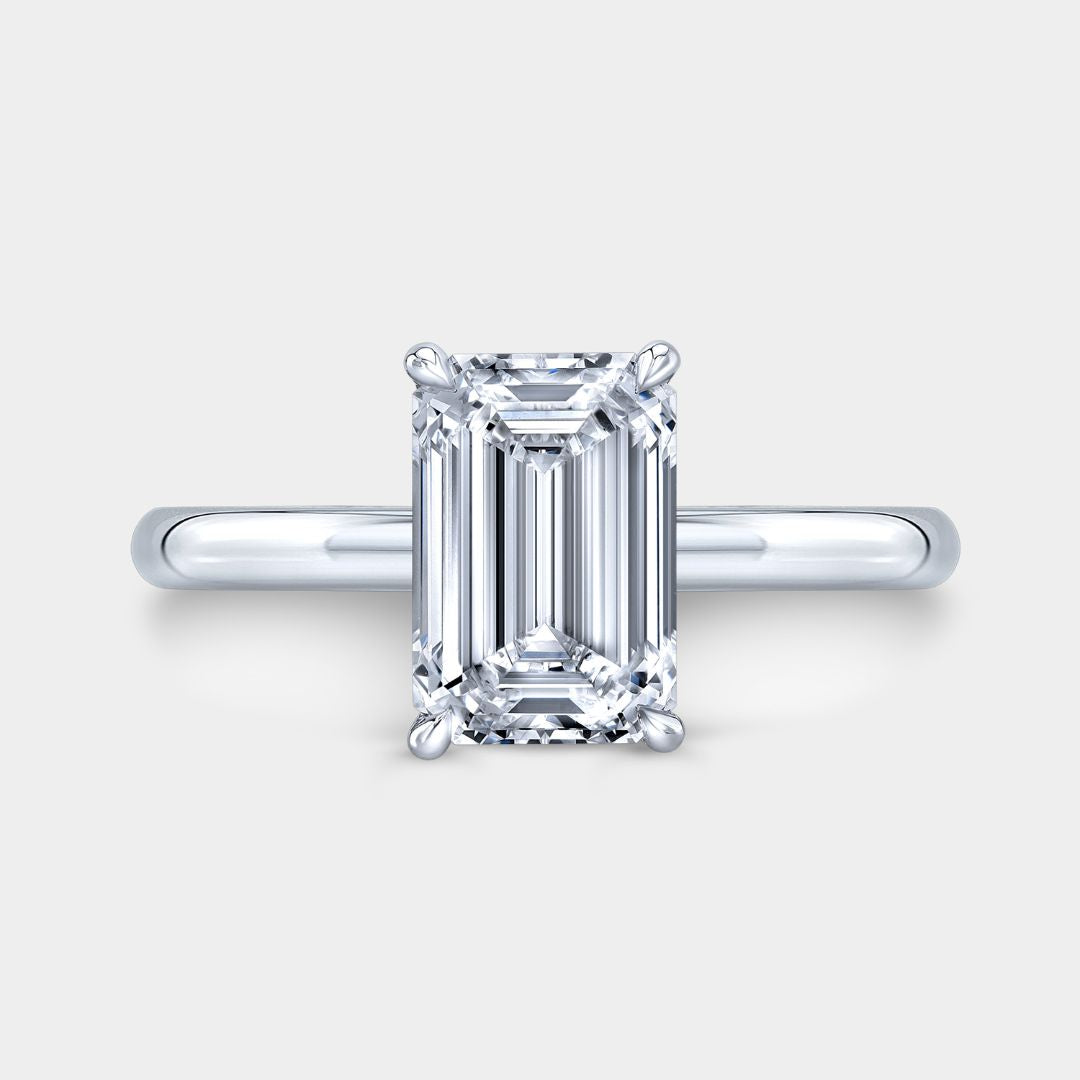 2.07ct Lab Grown Emerald Diamond Solitaire Platinum Engagement Ring