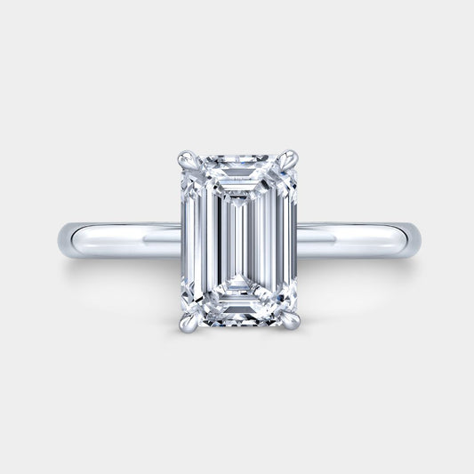 2.07ct Lab Grown Emerald Diamond Solitaire Platinum Engagement Ring
