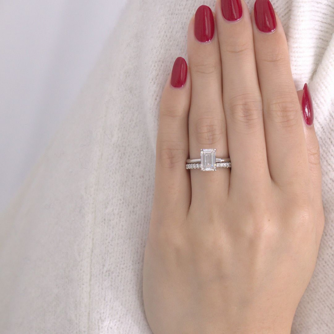 2.07ct Lab Grown Emerald Diamond Solitaire Platinum Engagement Ring