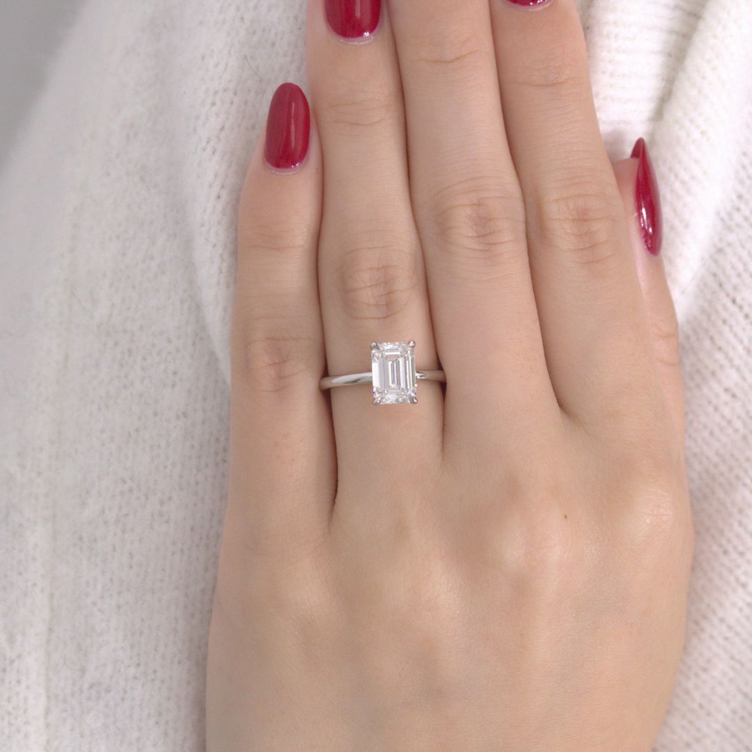 2.07ct Lab Grown Emerald Diamond Solitaire Platinum Engagement Ring