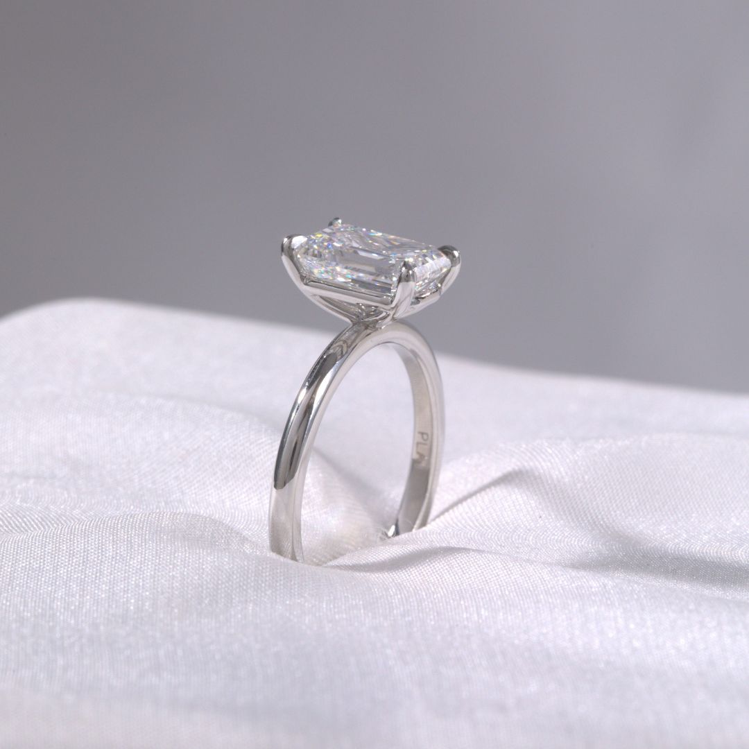 2.07ct Lab Grown Emerald Diamond Solitaire Platinum Engagement Ring