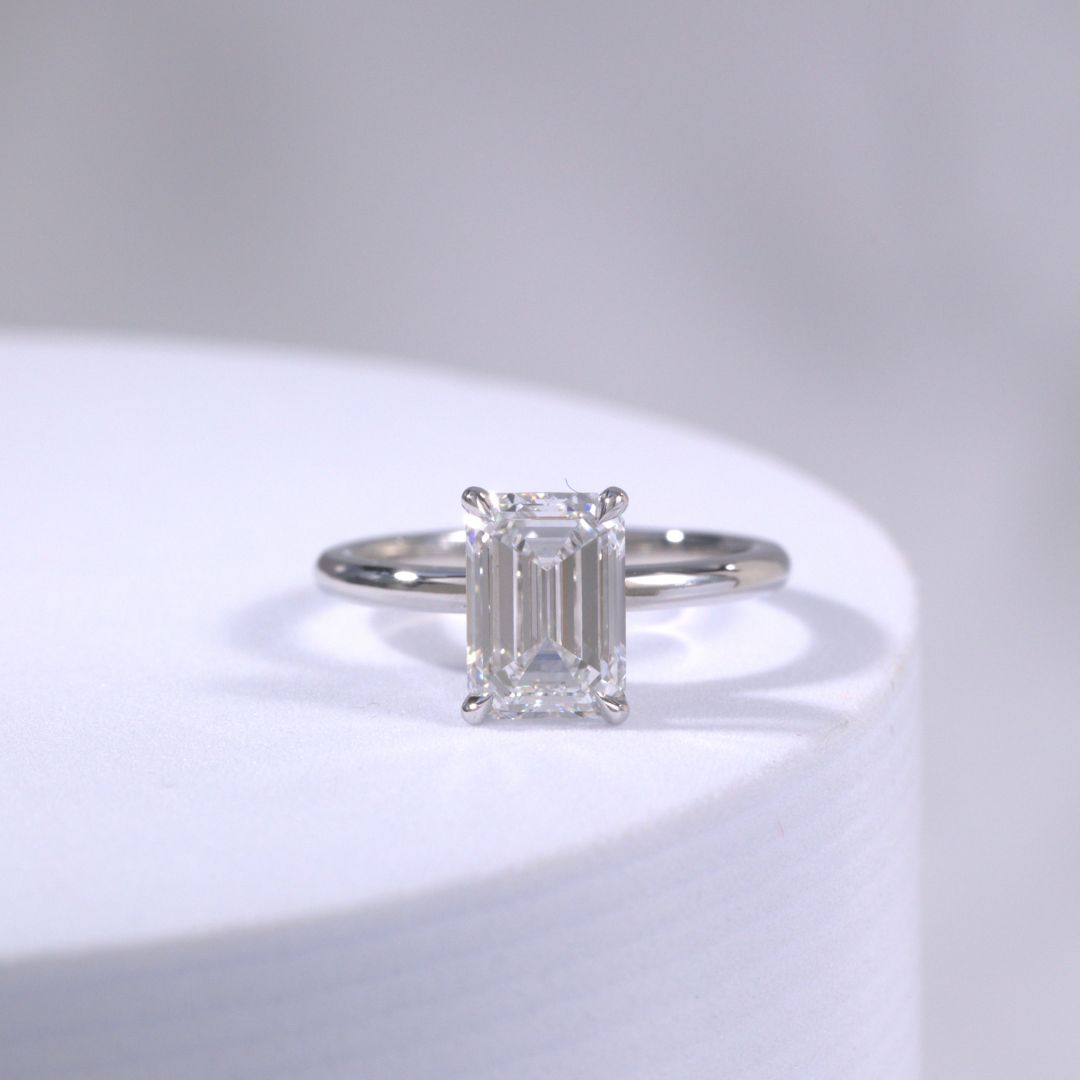 2.07ct Lab Grown Emerald Diamond Solitaire Platinum Engagement Ring