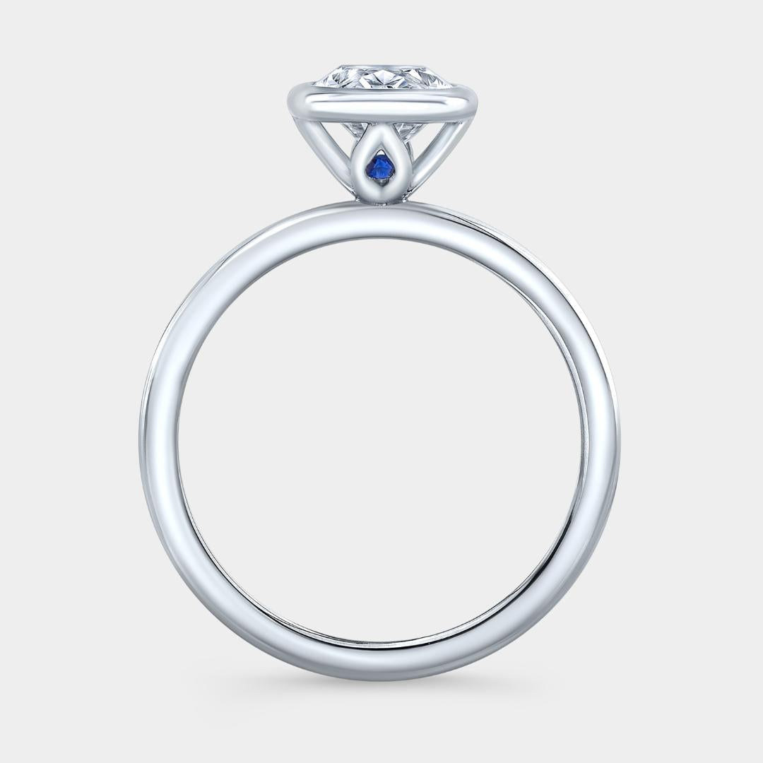 Oval Diamond Thin Bezel Set Solitaire Platinum Engagement Ring