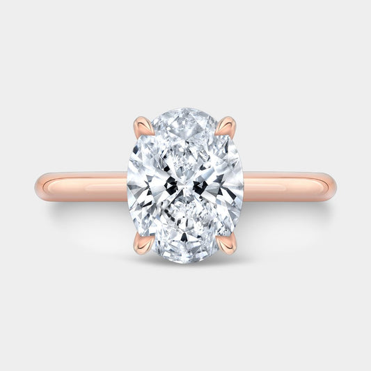Oval Diamond Tulip With Full Diamond Basket Solitaire Rose Gold Engagement Ring