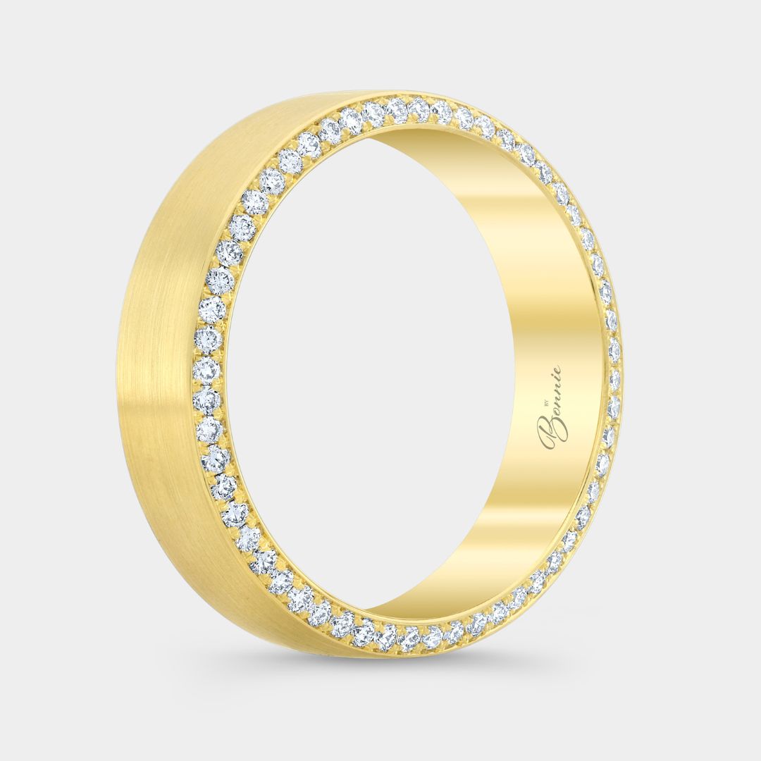 Men's Double Sided Pave Diamond Satin Finish Wedding Band