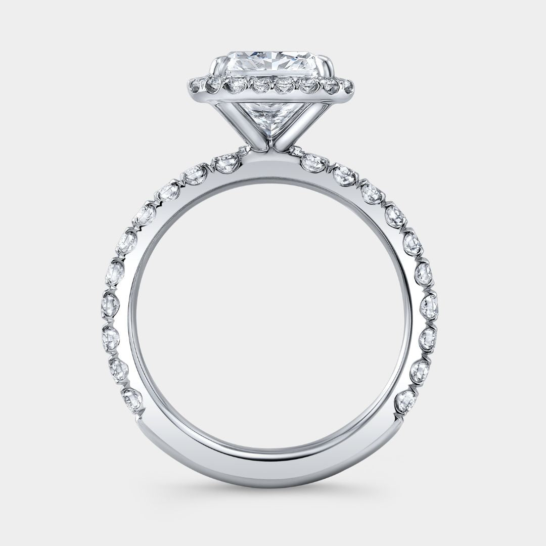 Radiant Diamond Seamless Halo with U Pave Platinum Engagement Ring