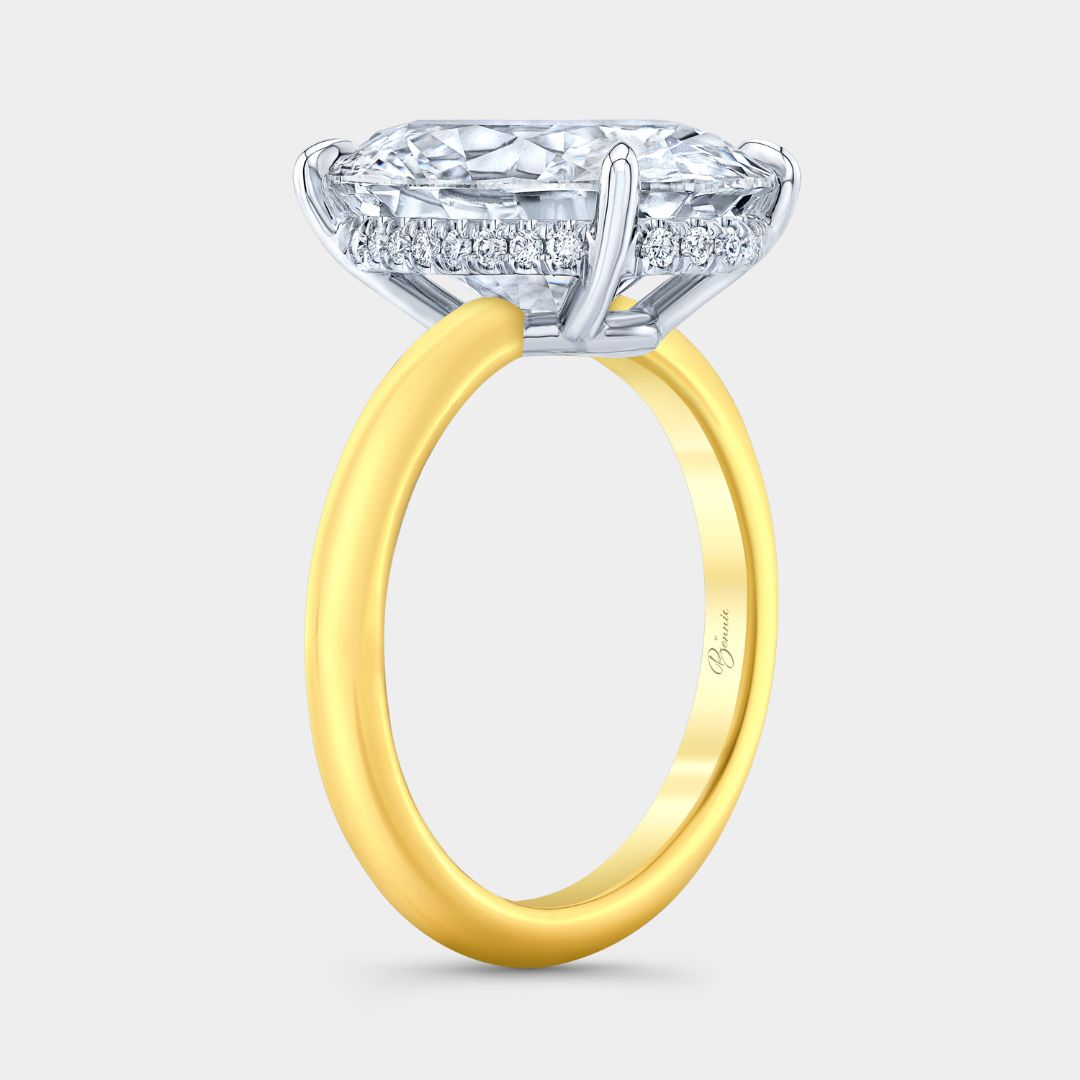 Oval Diamond Hailey Solitare Yellow Gold And Platinum Engagement Ring