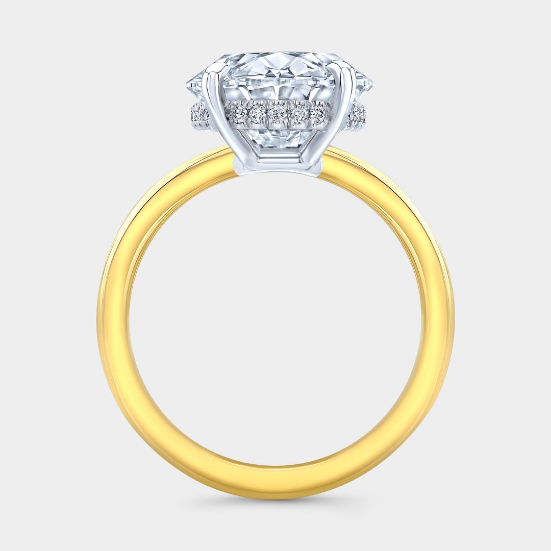 Oval Diamond Hailey Solitare Yellow Gold And Platinum Engagement Ring