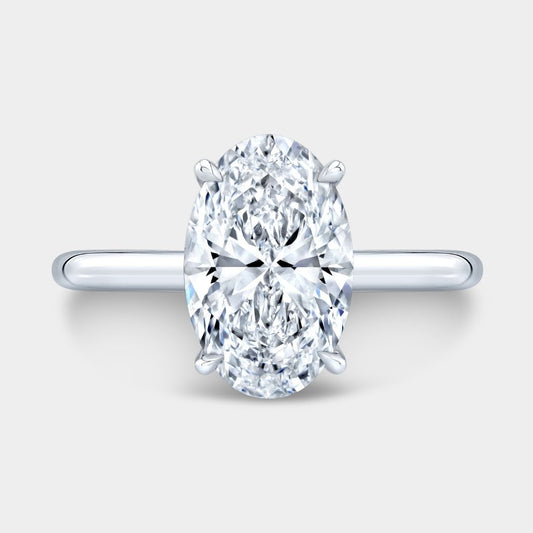 Oval Diamond Extra Low Profile Solitaire Engagement Ring