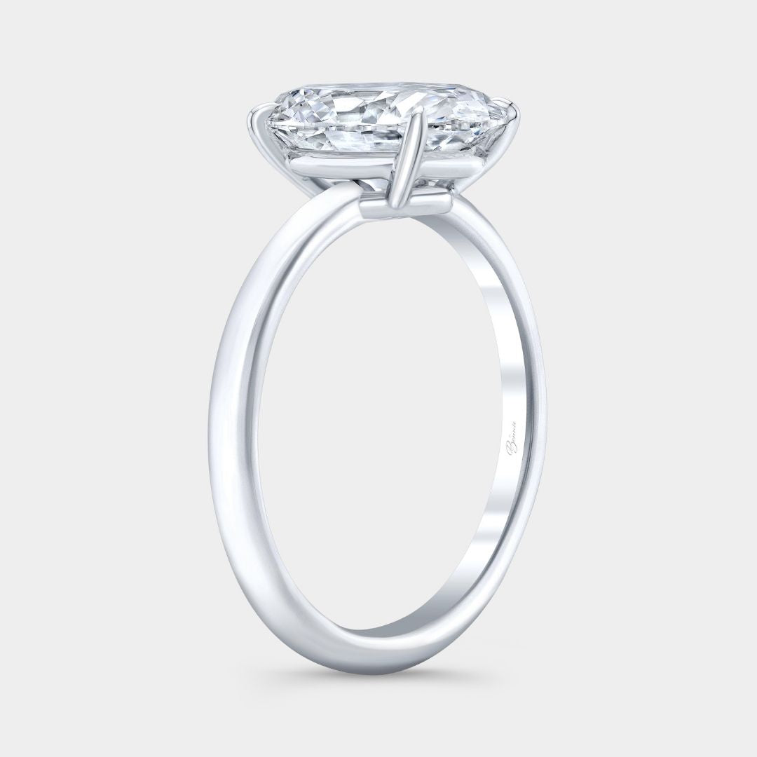 Oval Diamond Extra Low Profile Solitaire Engagement Ring