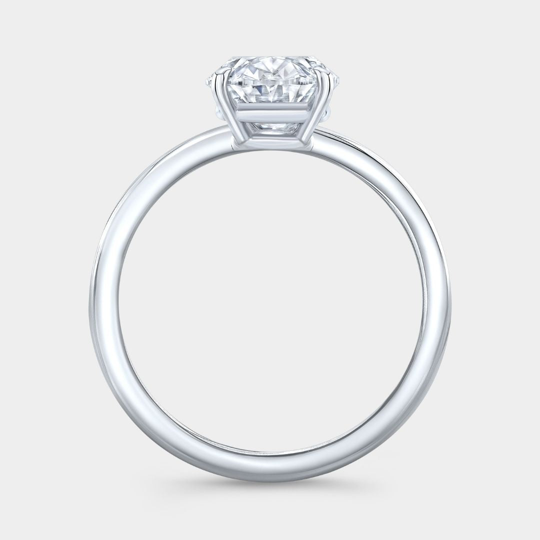 Oval Diamond Extra Low Profile Solitaire Engagement Ring