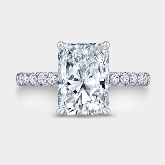 Radiant Diamond Extra Low Profile Solitaire Platinum Engagement Ring
