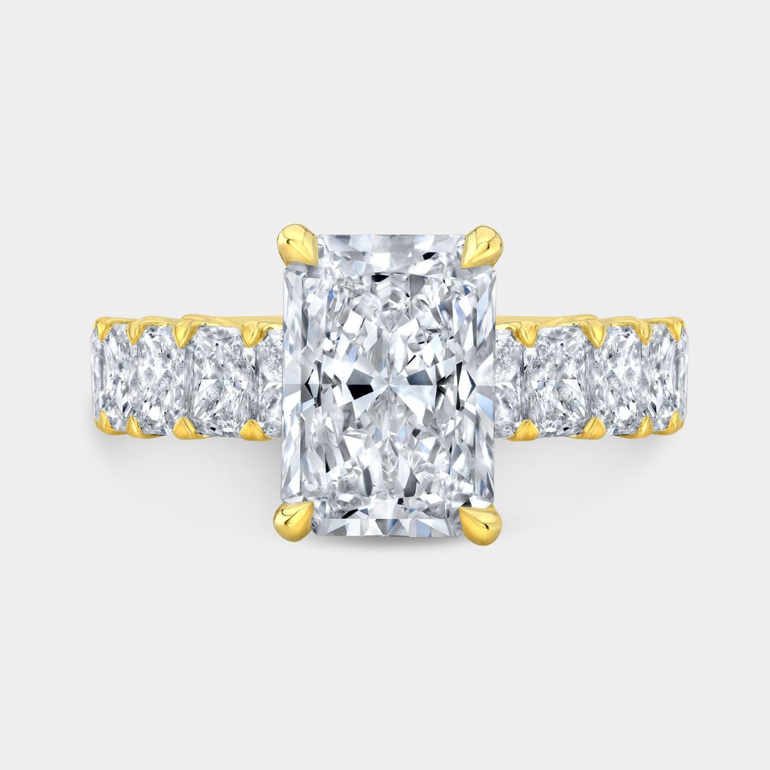 Radiant Diamond With Full Diamond Basket Yellow Gold Engagement Ring