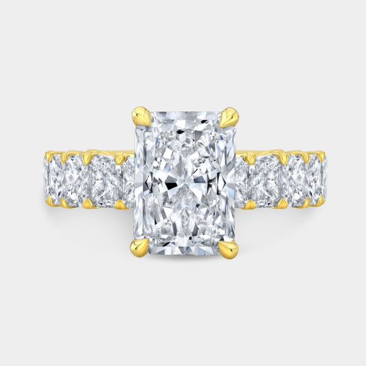 Radiant Diamond With Full Diamond Basket Yellow Gold Engagement Ring