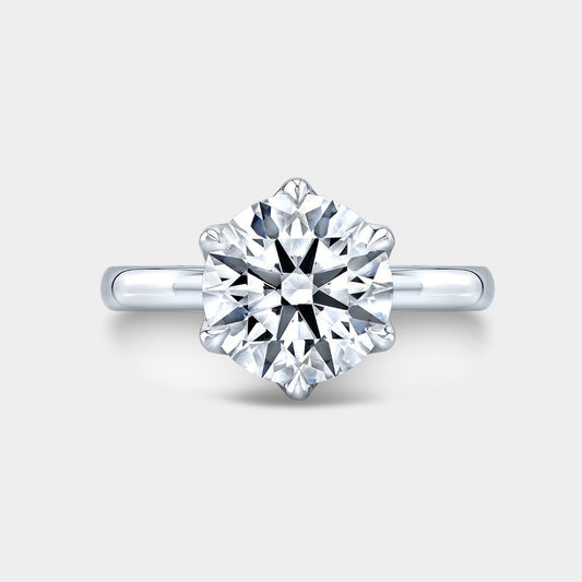 Round Diamond Tulip Solitaire with Peekaboo Platinum Engagement Ring