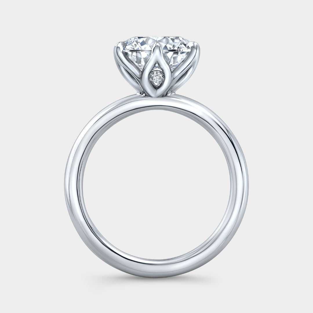 Round Diamond Tulip Solitaire with Peekaboo Platinum Engagement Ring
