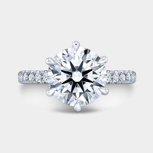 Round Diamond U Pave Platinum Engagement Ring