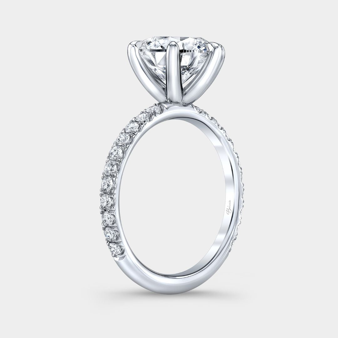 Round Diamond U Pave Platinum Engagement Ring