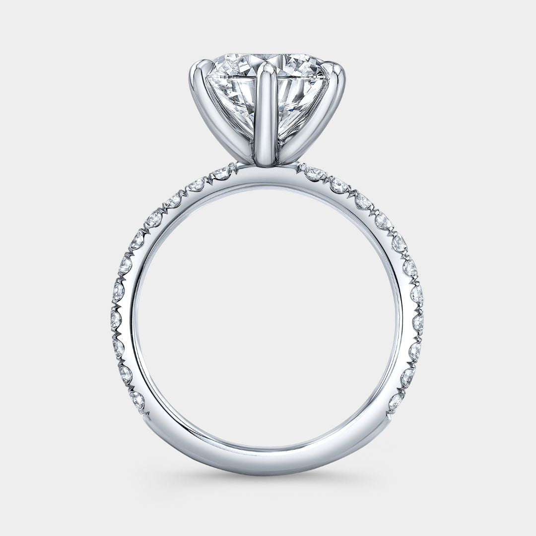Round Diamond U Pave Platinum Engagement Ring