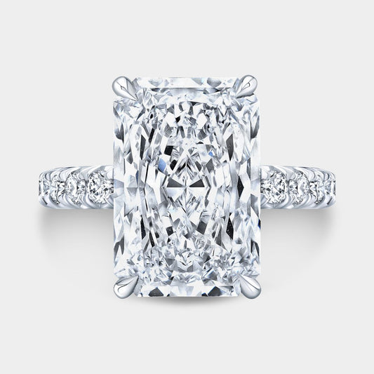 Radiant Diamond Hidden Halo French Pave Platinum Engagement Ring