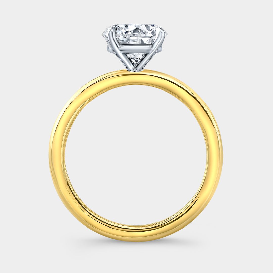 Round Diamond 4 Prong Solitaire Yellow Gold And Platinum Engagement Ring
