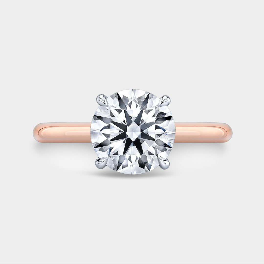 Round Diamond Hidden Halo Solitaire Rose Gold and Platinum Engagement Ring