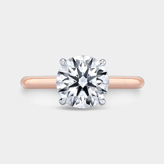 Round Diamond Hidden Halo Solitaire Rose Gold and Platinum Engagement Ring