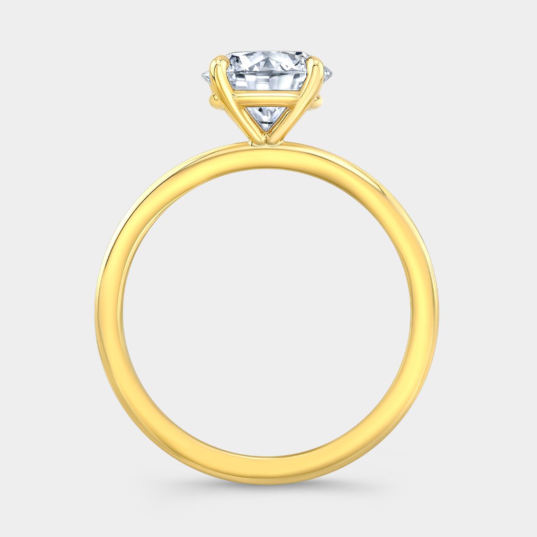 Round Diamond Solitaire 4 Prong Yellow Gold Engagement Ring
