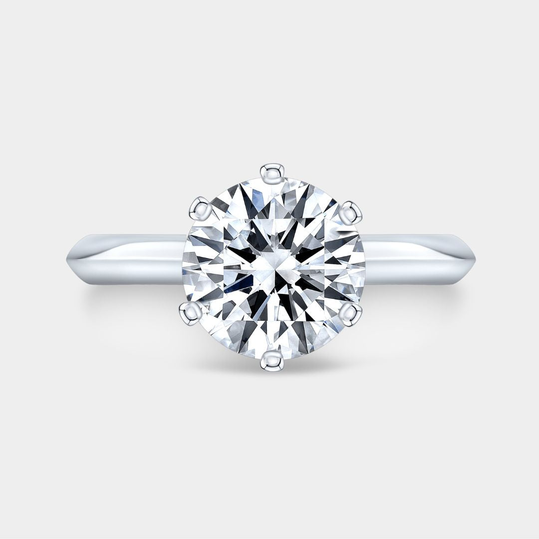 Round Diamond Knife Edge 6 Flat End Prong Solitaire Platinum Engagement Ring