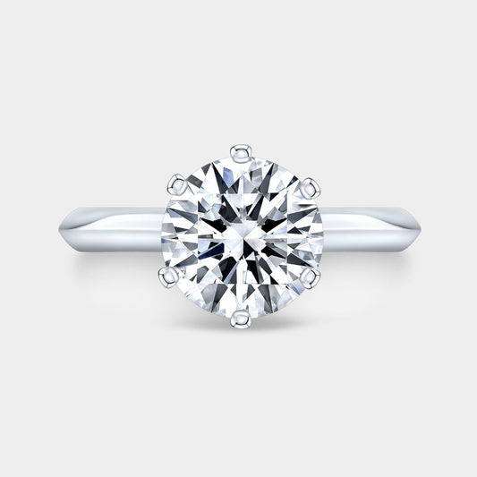 Round Diamond Knife Edge 6 Flat End Prong Solitaire Platinum Engagement Ring
