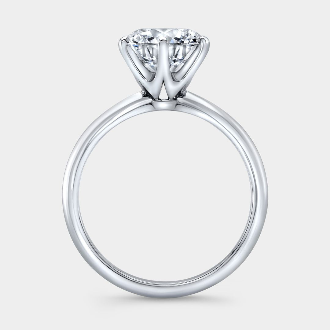 Round Diamond Knife Edge 6 Flat End Prong Solitaire Platinum Engagement Ring