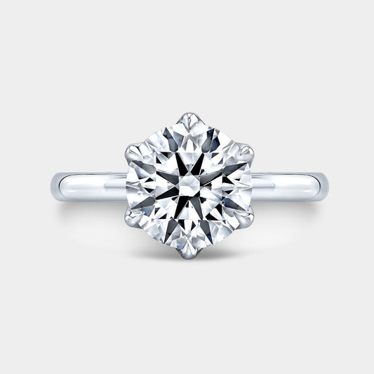 Round Diamond Tulip 6 Prong Solitaire Peekaboo Platinum Engagement Ring